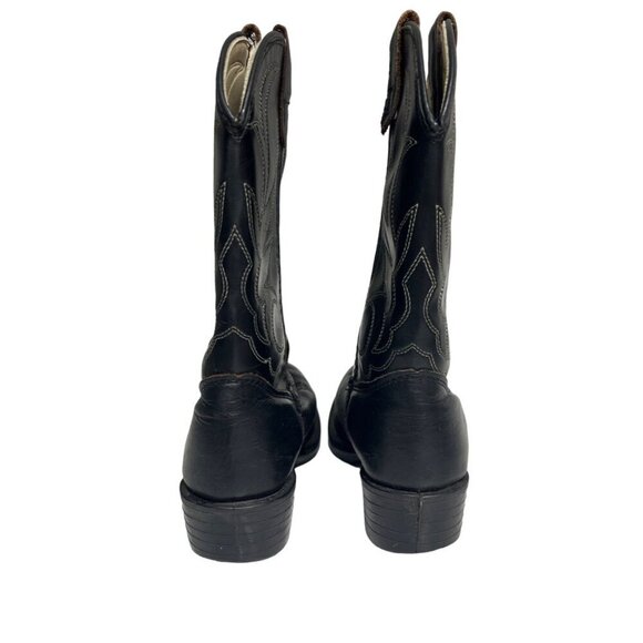 Laredo Little Kid Black Leather Cowboy Boots Size 13D Pull On Mid Calf Authentic - Picture 3 of 5